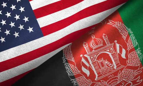 Afghanistan and United States flags together realtions textile cloth fabric texture